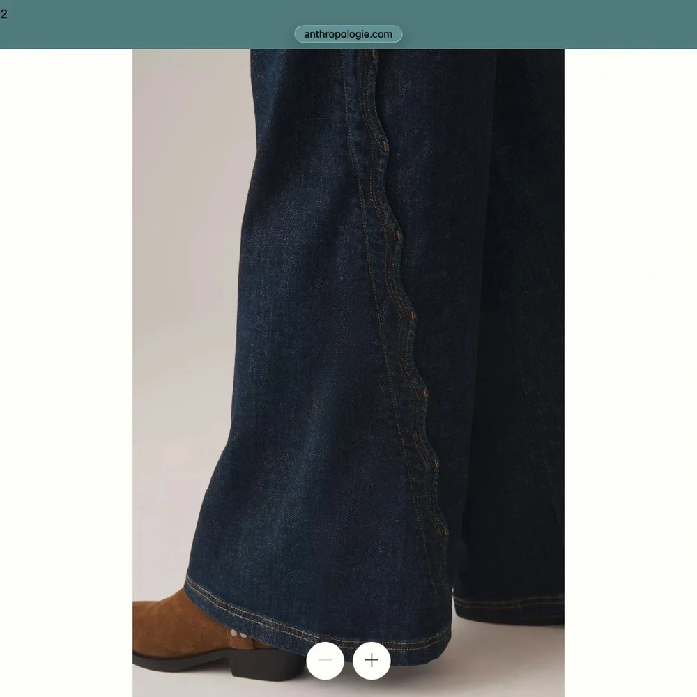 Maeve Scallop-Edge High-Rise Wide-Leg Jeans Maeve size 26p - Picture 3 of 9